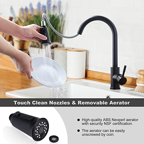 Wowow Kitchen Faucets Head Replacement Matte Black,3 Modes Kitchen Sink Faucet Replacement Parts, Kitchen Sink Faucet Sprayer Attachment, Pull Out Spray Head Replacement For G1/2 Connector #TOP4