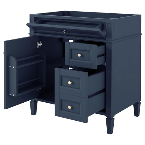 LostCat 30in Bathroom Vanity Without Sink,Modern Bathroom Storage Cabinet with 2 Drawers and a Tip-Out Drawer,Solid Wood Frame,Easy Assmebly(Blue) - Thumbnail 3