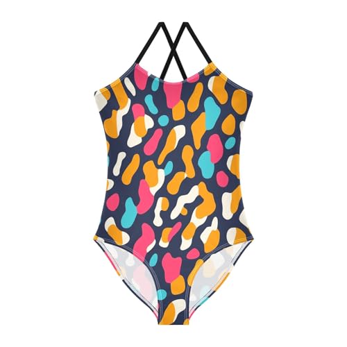 KLL Modern Leopard Pattern Toddler Girl 1 Piece Swimsuits Beach Swimwear Adjustable Shoulder Strap Cute