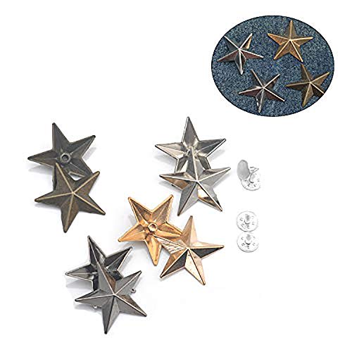 Yicbor 60Sets/Lot 29Mm Big Zinc Alloy Metal Rivets Star Jeans Garments Rivets Alum Nail For Diy Leather-Craft (Mixed Colors) #TOP14