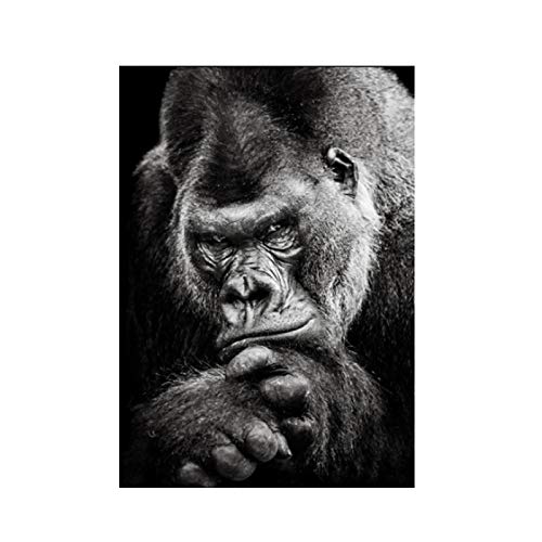 Yooyu Poster Black Gorilla Canvas Painting Picture Animal Posters and Prints Monkey Wall Pictures for Living Room Home Decor 40x60cm Internal frame