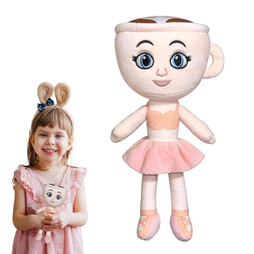 Virkwuy Ballerina Tchoupi Peluche, Brainrot Ballerina, Tralalero Tralala Bailarina, Peluche Coffee Girl para decorar la habitación adecuada para niños, niñas, fiestas y como regalo de cumpleaños