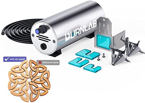 BURNLAB Air Assist for Laser Cutter and Engraver,Air Assist Pump Kit with Adjustable 30L/Min Airflow,Laser Air Assist Laser Engraver for Wood and Metal,Air Pump Accessories Air Nozzle,Low Noise