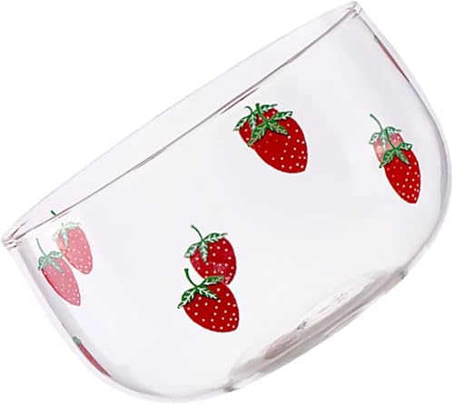 Miniatura 9 de Luxshiny Plato de brosilicato de 3 piezas de cereales encantadores postres de fresas para el hogar, postres de fresa, cristal de cocina, bocadillo