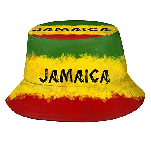Retro Jamaica Bucket Hat for Adult Fashion Doughnut Print Hat Travel Packable Sun Cap Outdoor Hat for Women and Men