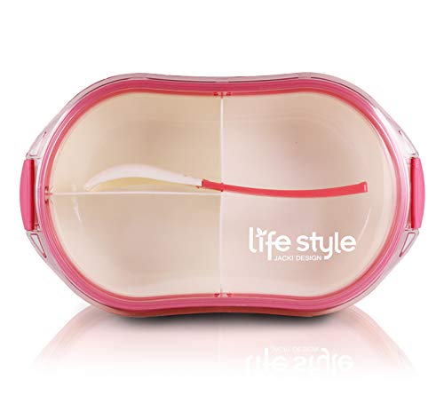 MARMITA POTE FITNESS PARA ALIMENTO REFEIÇÃO DIETA COM GARFO E 3 COMPARTIMENTOS 1200ML JACKI DESIGN P