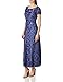 Alex Evenings Women's Long Rosette Lace Cap Sleeve Gown, Violet, 14P