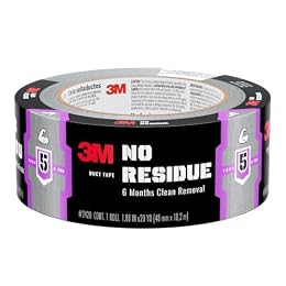 3M No Residue Duct Tape, 1.88 in x 20 yd, 1 Roll, Removes Without a Trace, Great for Bundling, Securing Cords, Tear by Hand Vertically and Horizontally, Ideal for Indoors and Outdoors (2420)