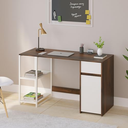 BLUEWUD Corbyn Engineered Wood Study and Computer Laptop Table for Home or Office, WFH Desk, with Drawer Shelves Storage for Books and Décor Display for Adults Kids Students (Large) BLUEWUD Corbyn Engineered Wood Study and Computer Laptop Table for Home or Office, WFH Desk, with Drawer Shelves Storage for Books and Décor Display for Adults Kids Students (Large)