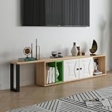 【Materiali di alta qualità】Realizzato in MDF, questo mobile TV in legno ha una superficie liscia e una struttura robusta. Non si deforma o si crepa facilmente dopo un uso prolungato. Ha una buona durata e stabilità e può sopportare un peso di 68 kg.