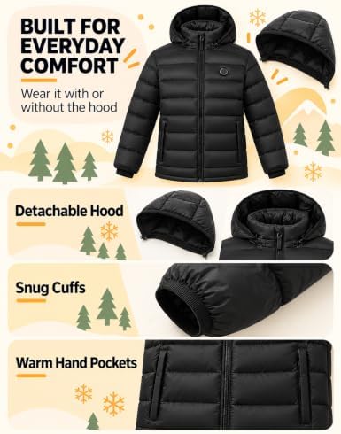 Kids Heated Puffer Jacket for Boys and Girls, 6 Heat Zones, No Battery — 사진 6