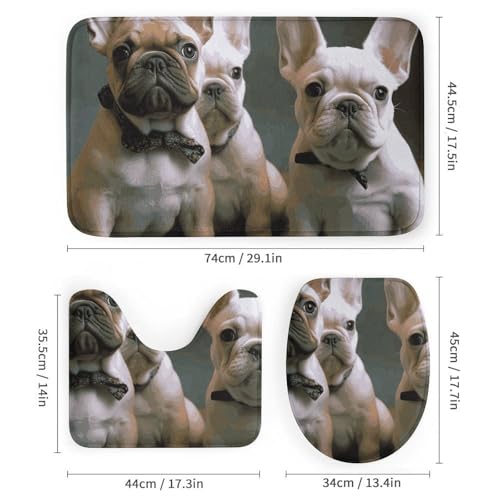 Rideaux de douche bouledogue français : ensemble haut de gamme tapis de bain chic - 4