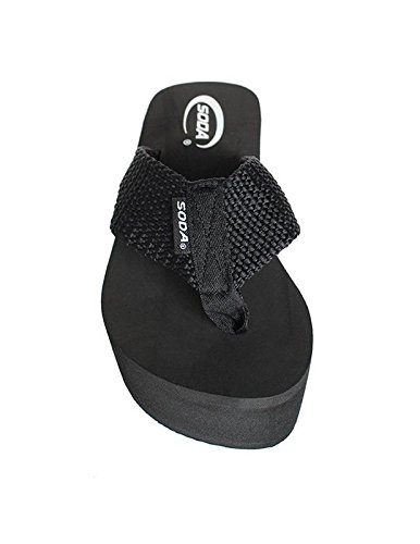 Soda Womens Oxley-S Flip Flop Platform Sandals (Black, Numeric_7_Point_5) #TOP1