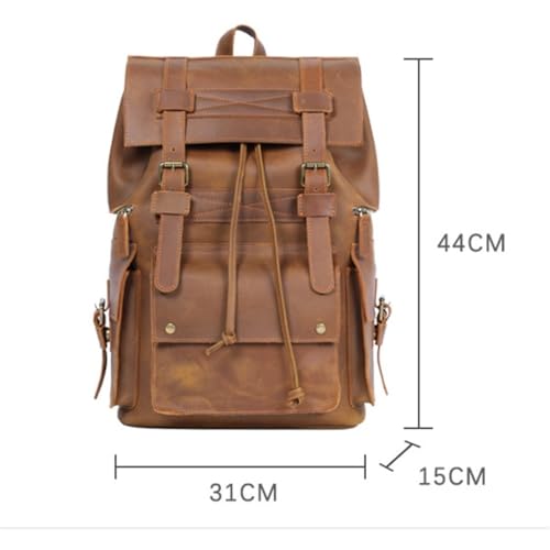 Men Leather Briefcase Shoulder Bag Men Retro Large Backpack Leather Travel Bag Leisure Bag4