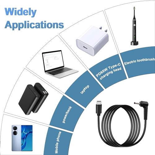 GINTOOYUN PD65W USB-C to DC35135 Charging Cable Type-C Male to 90 Degree DC3.5mmx1.35mm Male Charging Cable for Electric Toothbrushes,Laptops - Image 4