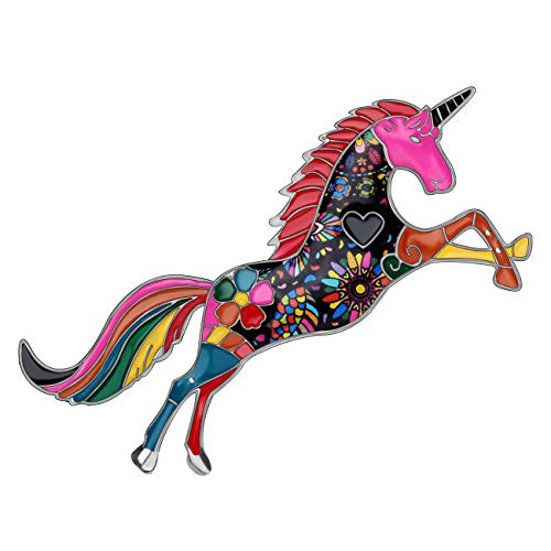 Image of DUOWEI Dainty 6 Colors Unicorn Horse Brooch Fancy Unicorn Lapel Pin Clothes Scarf Accessories for Women Girls Jewelry Gifts