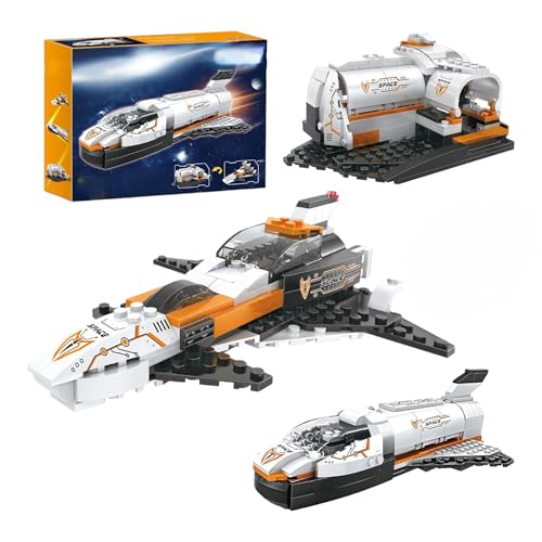 Image of Galaxy Hi-Tech 3 in 1 Future Flyer, Space Station, Fighter Jet Building Brick Set STEM Toy for Kids Educational Construction Kit Set Space Astronaut Theme Blocks and Bricks 168+ Pcs DIY