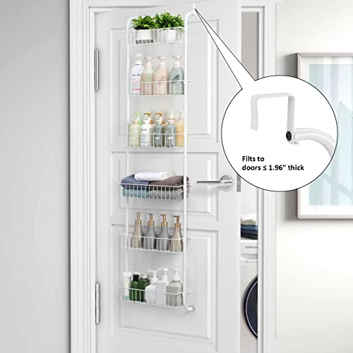 Melos White Over The Door Pantry Organizer Rack, 6-Tier Heavy-Duty Metal Back Of Door Shelf Organizer, Over The Door Hanging Spice Rack With 6 Full Baskets - Storage, Closet, Bathroom, Kitchen, 15In #TOP5