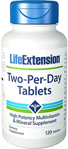 Life Extension Two-Per-Day High Potency Multivitamin & Mineral Supplement - Vitamins, Minerals, Plant Extracts, Quercetin, 5-MTHF Folate & More - Gluten-Free, Non-GMO -120 Tablets