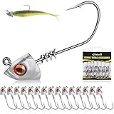 Dovesun 15pcs Screw Lock Swimbait Jig Heads 2X Strong High-Carbon Steel Fishing Jigs with 3D Eyes, jig Heads for Fishing Saltwater Bass Walleye Trout Crappie 1/8 oz