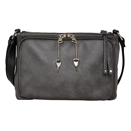 Hailey Concealed Carry Crossbody Bag – Chic Faux Leather Purse with Lockable Compartment & Adjustable Strap (Gray)4
