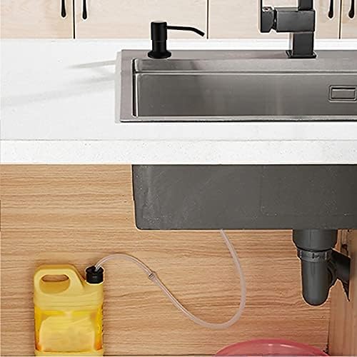 Soap Dispenser for Kitchen Sink, Built In Stainless Steel Sink Soap Dispenser Pump, Kitchen Sink Soap Dispenser Countertop Water Pump with 47" Extension Tube Kit (Black)