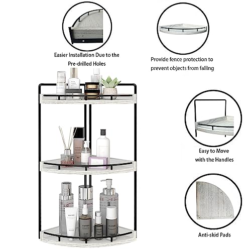 Dorhors 3-Tier Bathroom Sink Organizer,Perfume Organizer For Vanity,Vanity Organizers And Storage,Small Corner Shelf For Kitchen,Bathroom,Dresser(Rustic White) #TOP1
