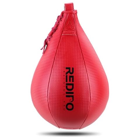 Redipo Boxing Speed Bag - PU Leather Speed Punching Ball - Heavy Duty Hanging Swivel Ball for Gym & MMA Muay Thai Sports Fitness - Punching Dodge Striking Speed Reflex Ball Cover