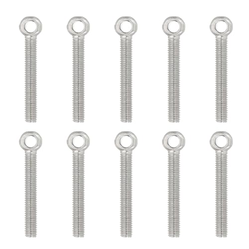 PATIKIL Bulloni Ad Occhiello Con Spalla Per Sollevamento M5x39 mm, 10 Pc Bulloni Filettati Con Occhiello Per Sollevamento 304 Acciaio Inox Per Sollevamento Sospensione, Argento