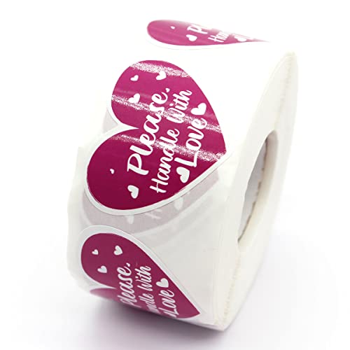 Please Handle With Love Stickers,Thank You Stickers,Handmade Stickers,Small Shop Stickers,Envelopes Stickers For Small Business, Online Retailers,Handmade Goods,500 Labels Per Roll #TOP10
