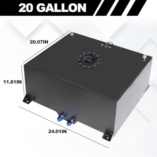 GSTP 20 Gallon 80L Fuel Cell Polished with Cap/Level Sender/12FT Oil Feed Line Black - Thumbnail 2