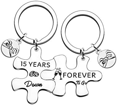 HULALA 5th 6th 9th 10th 11th 15th 20th 25th 30th 35th 40th 45th 50th Wedding Anniversary Matching Keyrings Gifts for Husband Wife Couple Parents Forever to Go Keychains