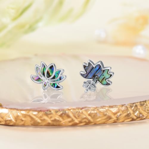 Lotus Stud Earrings 925 Sterling Silver Abalone Lotus Flower Small Dainty Stud Earrings for Women Lotus Jewelry for Women Lovers4