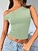 Trendy Queen Women's Off The Shoulder Tank Top, Sleeveless Stretchy Going Out Crop Top, Y2K Fashion T-Shirt for Summer Green L