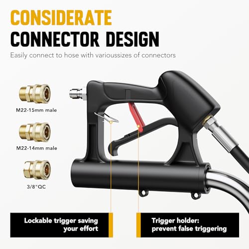 EVEAGE 24” Surface Cleaner Pressure Surface Washer Dual Handle, Stainless Steel Housing Power Washer Accessories with 2 Extension Wand & 4 Wheels and 2 Replacement Nozzles,4000 PSI