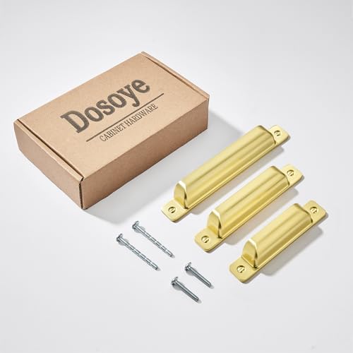 Dosoye 5 Packs 3-3/4in(96mm) Drawer PullsBrushed Gold Brass Cabinet Cup Pulls Kitchen Hardware Cabinet Handles Cabinet Pulls Dresser Drawer Handles Knobs by Dosoye - Used condition - Image 8