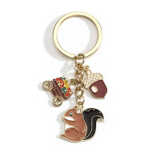 Süßer Schlüsselanhänger Mit Metall-Anhänger in Form Einer Eichel Und Einem Niedlichen Eichhörnchen, Ideal Als Personalisierte Geschenke Für Frauen, Perfekte Für Den Herbst Oder Als Geburtstagsgeschenk