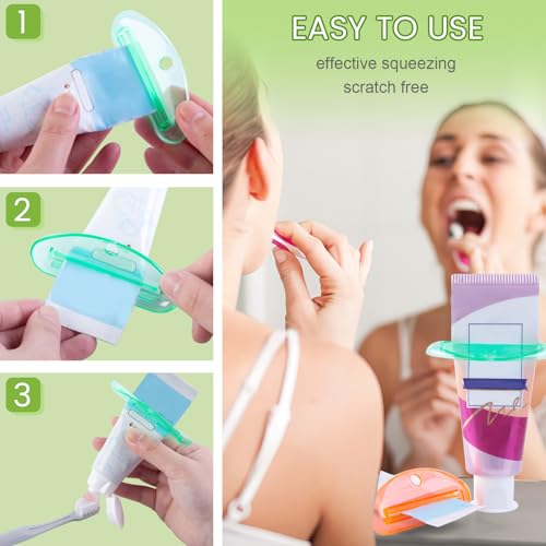 MCPINKY 4PCS Toothpaste Squeezer, Rolling Toothpaste Squeezer, Multicolor Plastic Tube Squeezer Dispensers Hanging Toothpaste Clips Holders for Bathroom - Thumbnail 5