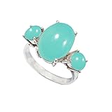 JEWELFORCE Anillo con gema de Calcedonia aguamarina Unisex Ideal regalar Hecho mano de plata de ley 925 Joyería artesanal JSR-1119CE_64 (20.4)