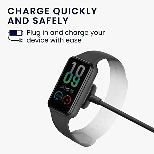 kwmobile USB Cable Charger Compatible with Amazfit Band 7 Cable - Charging Chord for Smart Watch - Black