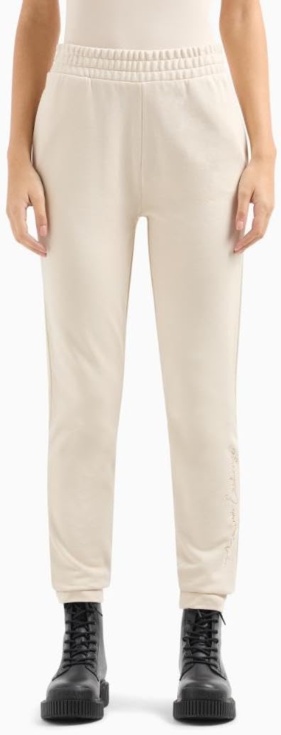 Armani Exchange Womens Rhinestone Script Logo Jogger Pants