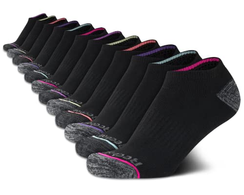 Image of Reebok Womens No Show Socks Moisture Wicking Cushion Low Cut Socks 12 Pack | Stretch Performance Fabric, Cushioned Heel and Toe, Arch Support, Comfort Seam, Shoe Size 4-10