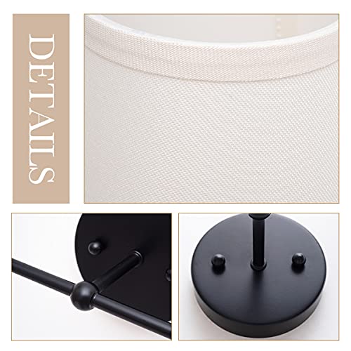 Viluxy Vintage Double Sconce Antique Wall Sconces Bedside Wall Lighting Fixture With Off-White Fabric Shade For Bedroom, Hallway, Entryway, Passway, Bathroom, Vanity 2-Light #TOP6