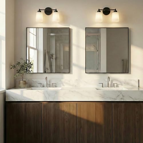 Pocetry 36\"x36\" Square Black Bathroom Mirror, Shatterproof Tempered Glass, Large Geometric Vanity Mirror, Oversized Ultra-Flush Wall-Mounted - Thumbnail 7