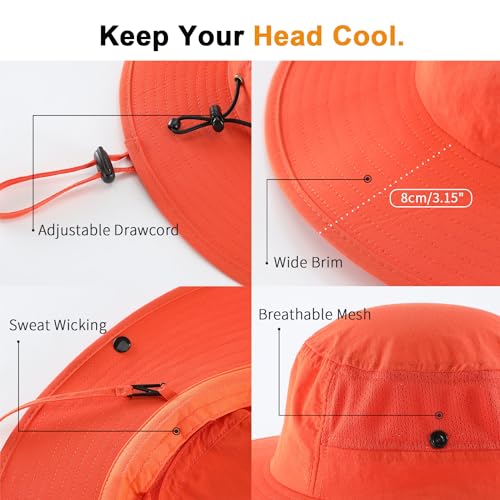 Image of Home Prefer UPF50+ Mens Sun Hat Wide Brim Womens UV Protection Beach Bucket Hat for Fishing Hiking Snap Up Cowboy Hat