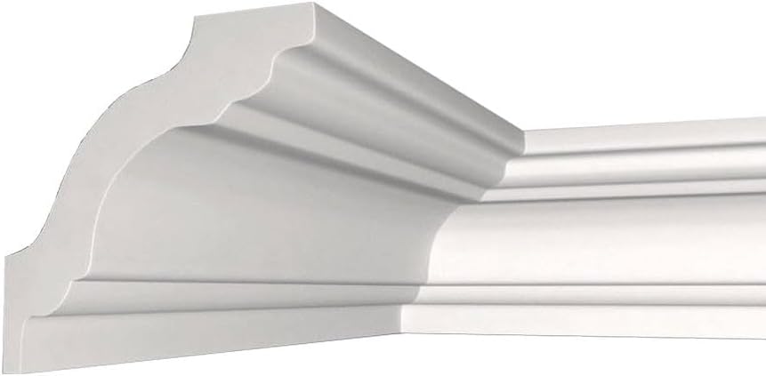 À LA MAISON CEILINGS KL130-P Brian Foam Crown Molding 6.5 Ft. L x 6 in W (Covers / 110.5 Ln. Ft.) Plain White Pack of 17