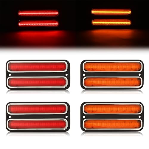 HECASA 4PCS Fender LED Side Marker Lights Compatible with 1967-1972 Chevy Chevrolet C10 C20 K10 Blazer GMC C15 C1500 K15 K1500 Pickup Suburban G10 G20 Van Signal Lamp Front Amber Lens Rear Red Lens
