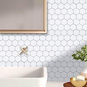 Image of DRONTER 3D Self-Adhesive Brick Wallpaper - PE Foam Wall Panels for Home, Bedroom, Living Room, and Cafe Decor | Easy Peel & Stick DIY Wall Stickers (White Black Line)