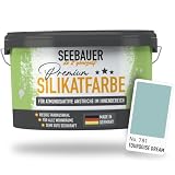 SEEBAUER diy Silikatfarbe Türkis 5L für Innen (No. 781 Tourqoise Dream) Atmungsaktive Mineralfarbe für Allergiker - Abwaschbare Wandfarbe - Türkistöne hohe Deckkraft