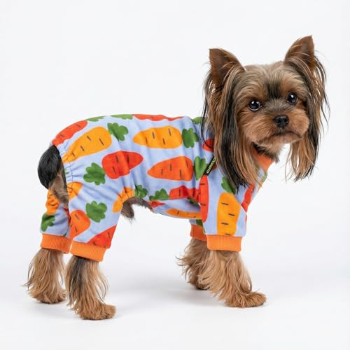 Image of Fitwarm Carrot Dog Flecce Pajamas, Funny Easter Outfit for Small Dogs Boy Girl, Cute Pet Clothes, Blue, Orange, Red, Green, Small